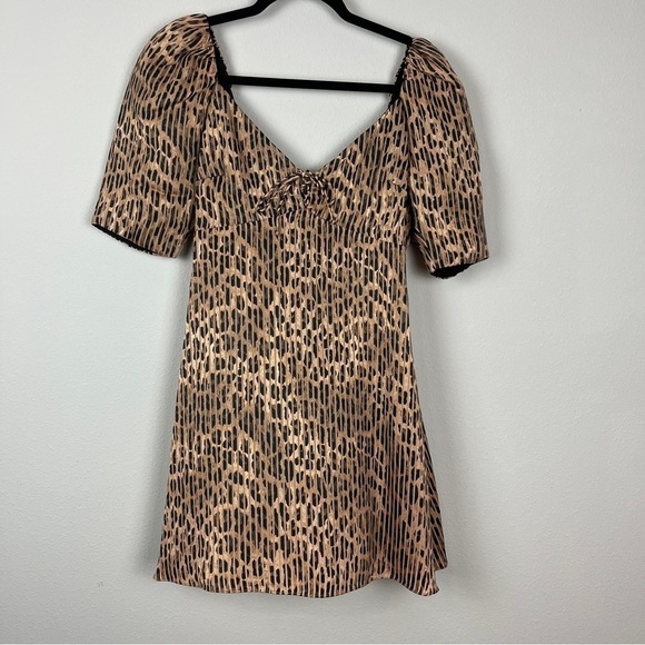 Alice + Olivia Dana Lace Up Leopard Mini Dress - Picture 2 of 7
